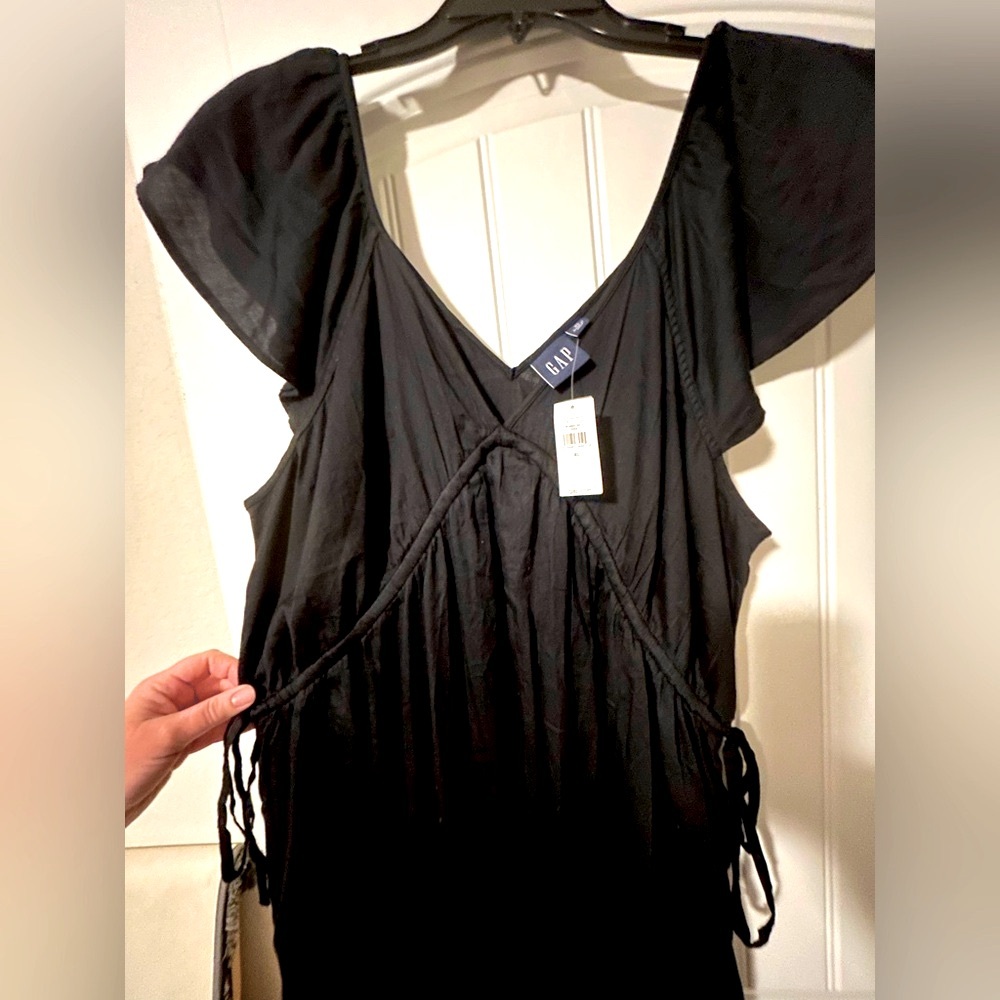 Gap long flowy dress- black 100% cotton maxi dress size XL NWT